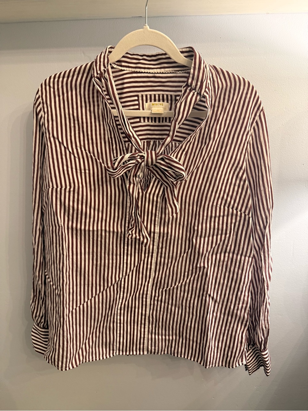 Maeve for Anthropologie Tie-Neck Striped Blouse - Picture 8 of 8